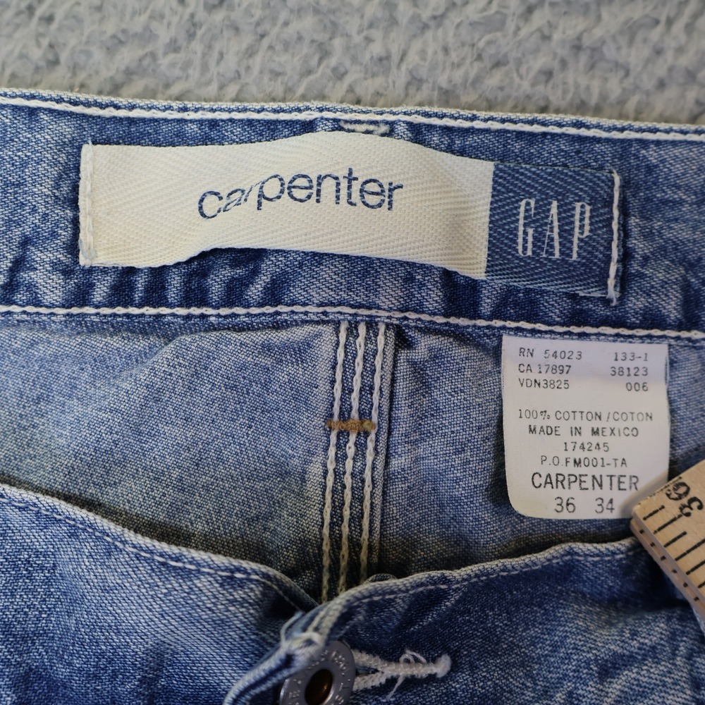Gap Industrial Standard Mens Carpenter Jeans Blue Denim Workwear 36x34 - Picture 3 of 12